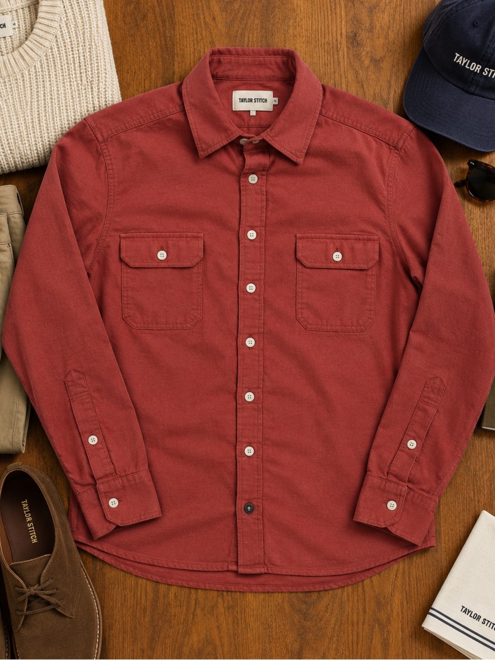 Taylor Stitch Yosemite Flannel Heavyweight Chamois Cloth Shirt Men’s S Salmon